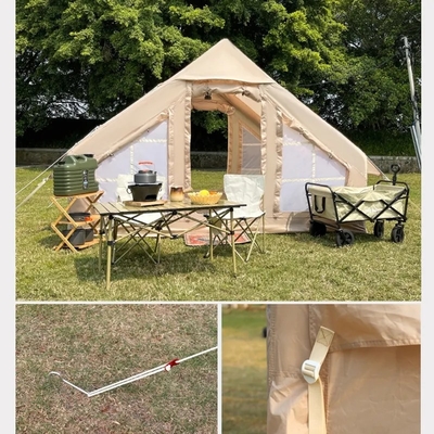 人気 グランピング キャンバス 充気式 屋外キャンプ キャンピング用 カスタマイズされた 高級ポリエステル エア ファミリーテント
